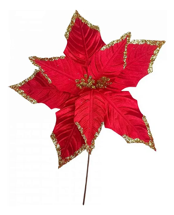 Pick Poinsétia Vermelha 26x20cm – Enfeite Natalino Clássico