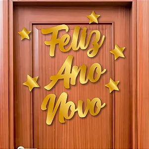 Decoração de Porta/Parede Holográfica Dourado – Ano Novo 2026