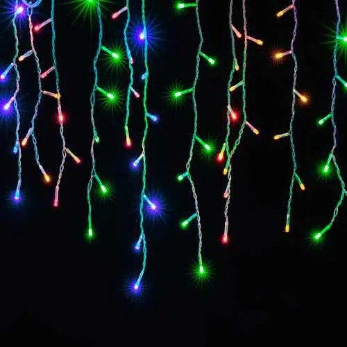 Cascata Pisca Pisca 200 LEDs Coloridos – 3,8m – 8 Funções – 127V – Uso Interno