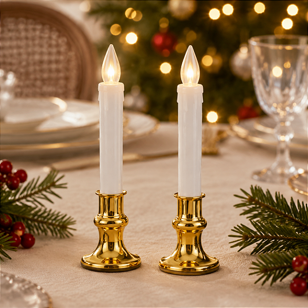 Kit com 2 Velas LED Decorativas – Luz Artificial – 12,8 cm – Baterias Inclusas