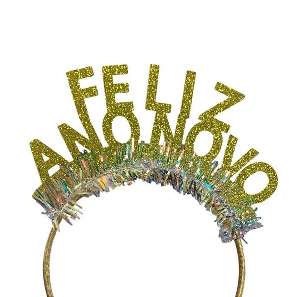 Tiara Feliz Ano Novo – Dourado – Acessório Festivo