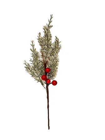 Galho Pick com Amora Nevada 40cm – Decoração Natalina
