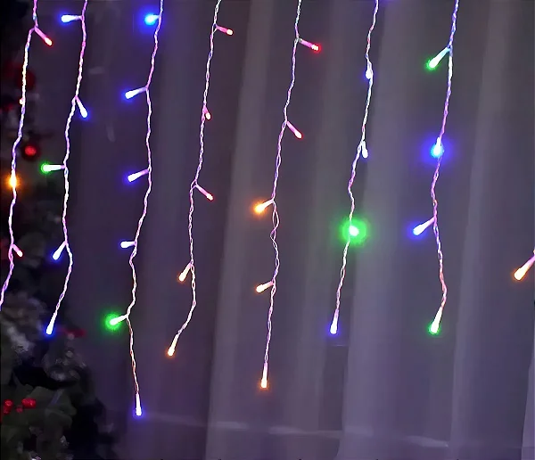 Cascata de Luzes 400 LEDs Coloridos – 9,5m – 127V – 8 Funções