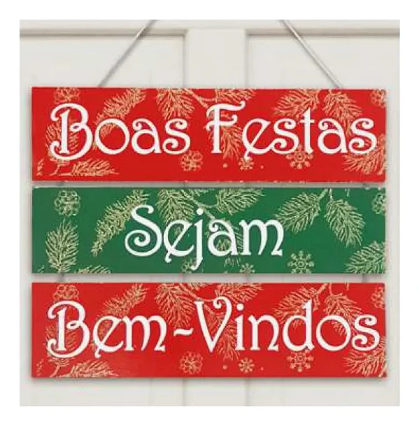 Placa Decorativa "Boas Festas" com Papai Noel – 23x25 cm