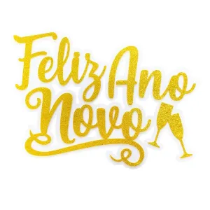 Painel Réveillon Feliz Ano Novo em E.V.A - 33,5cm x 50,5cm