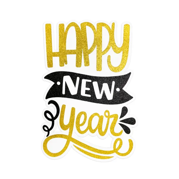 Enfeite Painel Feliz Ano Novo em E.V.A com Glitter Dourado 23cm x 38cm