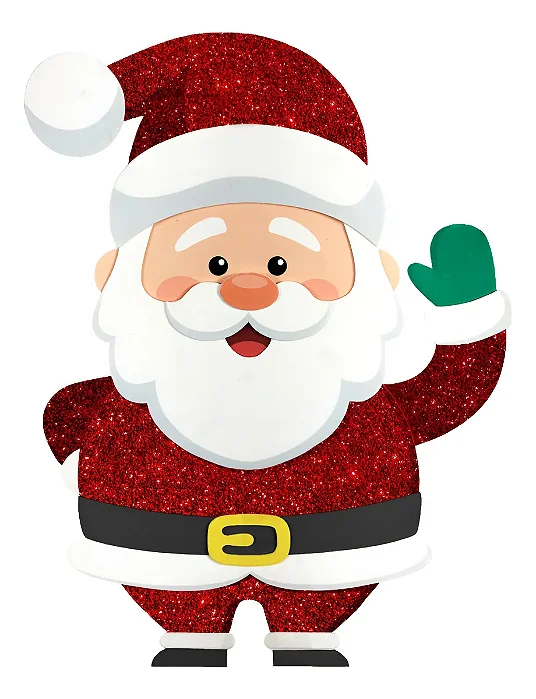 Painel Natalino Feliz Natal Papai Noel em E.V.A com Glitter - 48x39cm