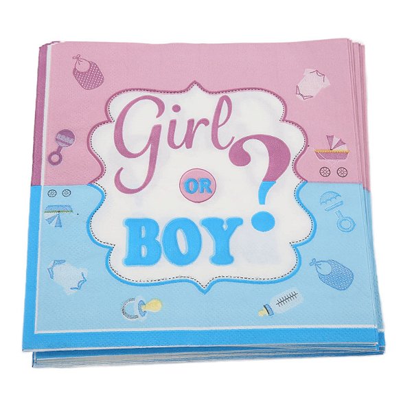 Guardanapo Decorativo Chá Revelação Boy or Girl – 33x33cm (20 Unidades)