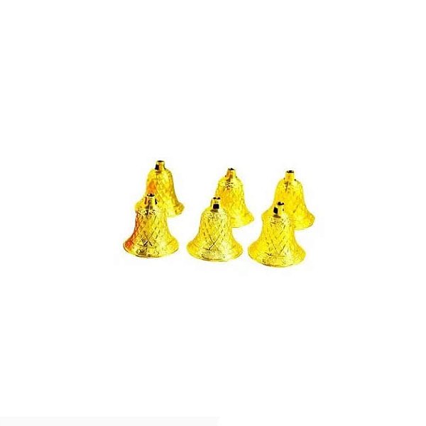 Kit Pendentes Sinos Natalinos Dourados 4,5cm – 6 Peças