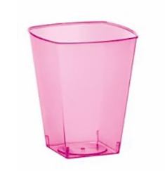 Copo Acrílico Mini Quadrado 50 ml Rosa com Glitter – 10 Unidades