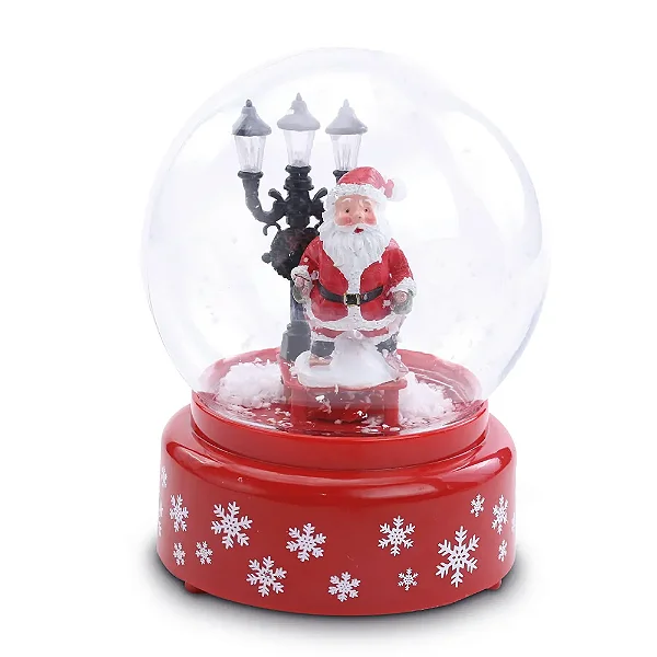 Globo de Vidro Musical – Vermelho e Branco 18 cm