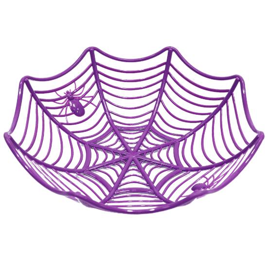 Cesta Bandeja Roxa Teia De Aranha Festa Halloween - 1 Unidade