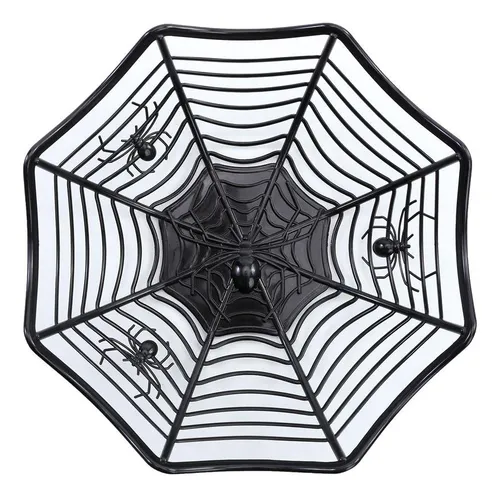 Cesta Bandeja Preta Teia De Aranha Festa Halloween - 1 Unidade