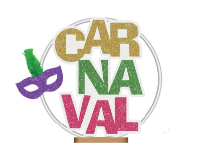 Aro Decorativo Carnaval – EVA Glitter e MDF – 41 x 35cm