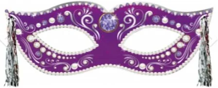 Painel Decorativo Máscara Roxa com Chicote - 69 x 24cm – Decoração de Carnaval