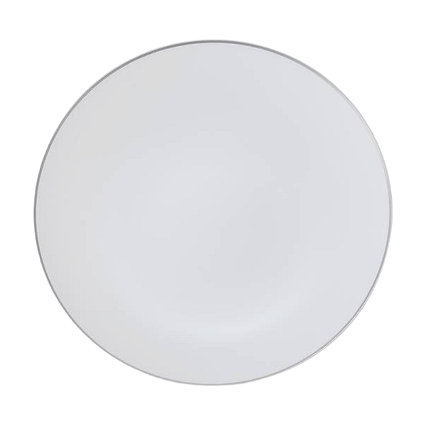 Prato Sobremesa Branco c/ Fio Prata – 19cm (Kit com 6 Unidades)