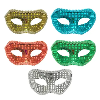 Máscara Veneziana com Paetês - Cores Sortidas - 1 Unidade