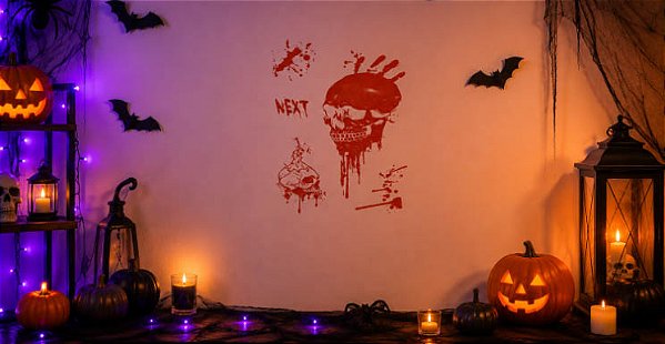 Adesivo Caveira Vermelho Sangue Halloween – 5 Itens