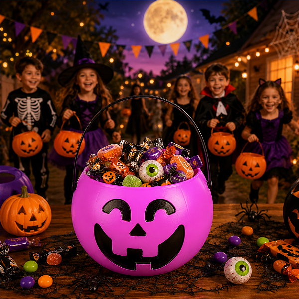 Abóbora Grande Halloween Rosa – 16cm