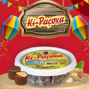 Ki-Paçoca Rolha Doce de Amendoim C/ Cobertura de Chocolate 1,010kg – Ki-Kakau (50 Unidades)