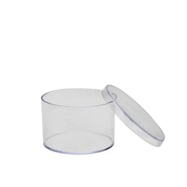 Caixinha de Acrílico Redonda Transparente 6,5x4cm com Tampa – 10 Unidades