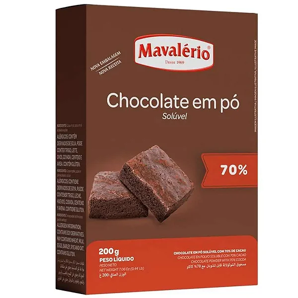Chocolate em Pó Solúvel 70% Cacau 200g – Mavalério