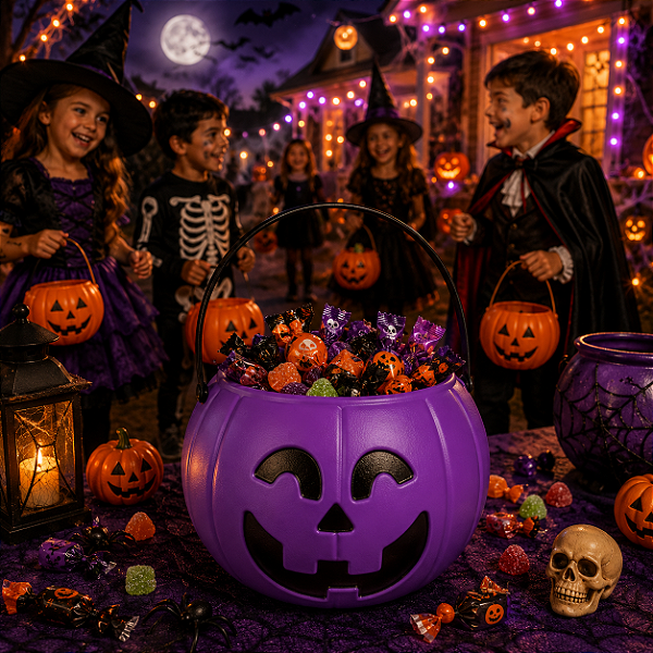 Abóbora Grande Roxo Halloween 16cm