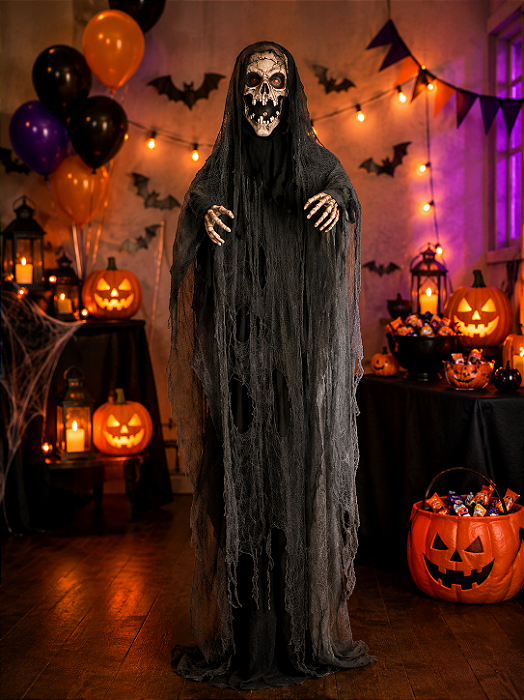 Enfeite Decorativo Halloween – Caveira Dona Morte Caleb 3,45m