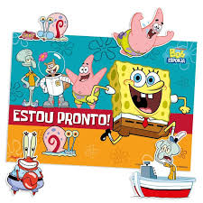 Kit Decorativo Bob Esponja - 1 folha Poster + 1 Folha com Várias Peças Destacáveis