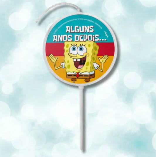Vela Plana de Aniversário Festa Bob Esponja 8CM