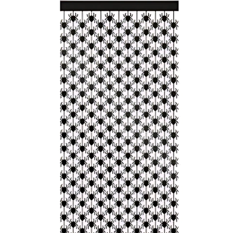 Cortina Metalizada Aranha Preta para Decoração Halloween – 1x2 Metros