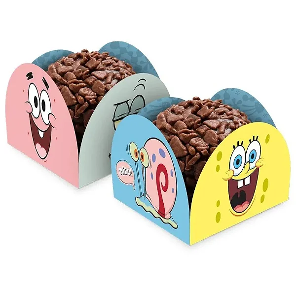 Porta Forminha Para Doces Bob Esponja 3,5x3,5cm - 50 Unidades