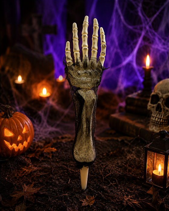 Estaca Decorativa Mão de Esqueleto Halloween 35cm