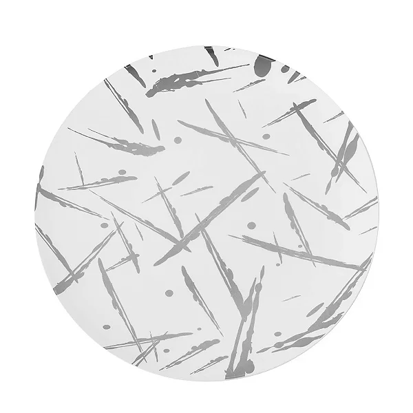 Prato Refeição De Luxo com Estampa Prata em Poliestireno 26cm – 6 Unidades