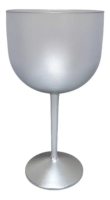 Taça Gin Acrílico Cristal Degradê Prata 650ml