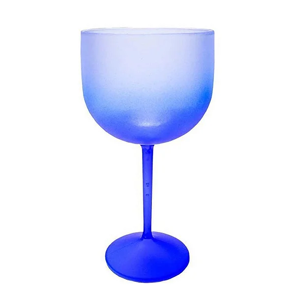 Taça Gin Acrílico Cristal Degradê Azul 650ml