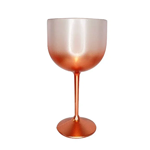 Taça Gin Acrílico Cristal Degradê Rose Gold 650ml