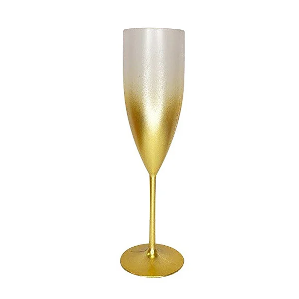 Taça Champagne Cristal Degrade Dourado