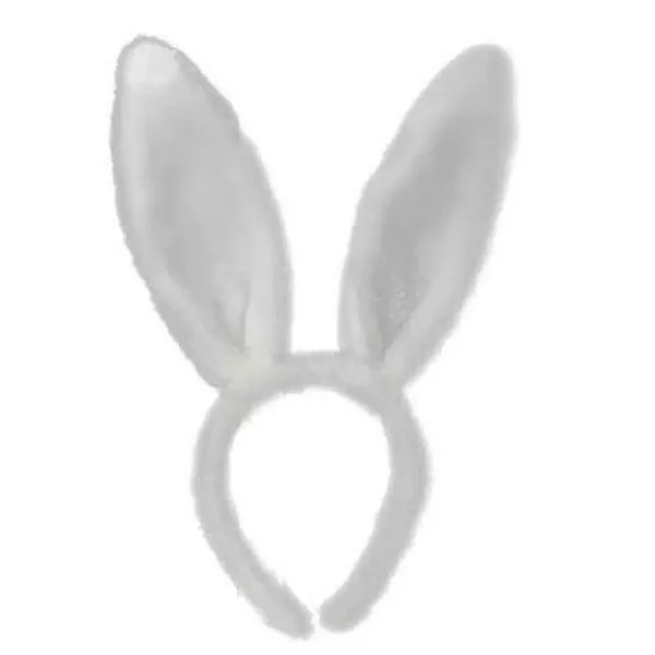 Tiara Orelhas Coelho de Pelúcia Branca – Adulto e Infantil - 30cm