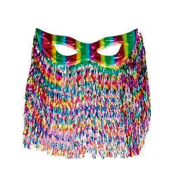 Máscara Tiazinha Metalizada Com Cortina Decoração - Colorido - 100cm x 77cm