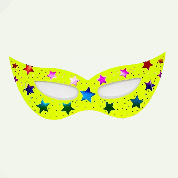 Máscara de Carnaval em Papel Estampa Estrelas - Cores Sortidas – 12 Unidades