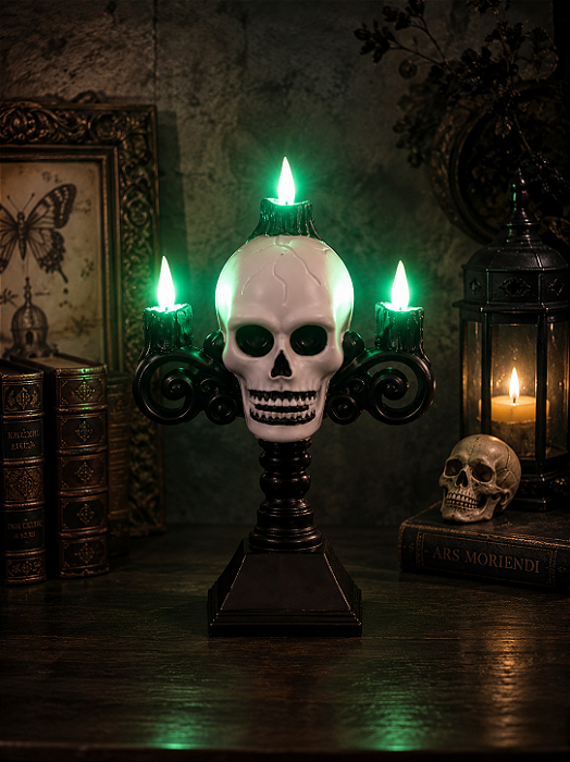 Candelabro de Led Yoss Halloween Caveira 17cm