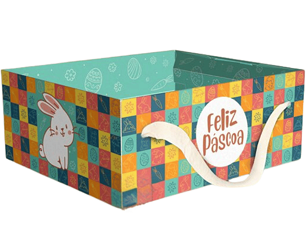 Cesta com Alça Páscoa Divertida 20x17x8 cm – 1 Unidade
