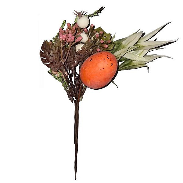 Galho com Ovos Coloridos Laranja – 23 cm | Decoração de Páscoa