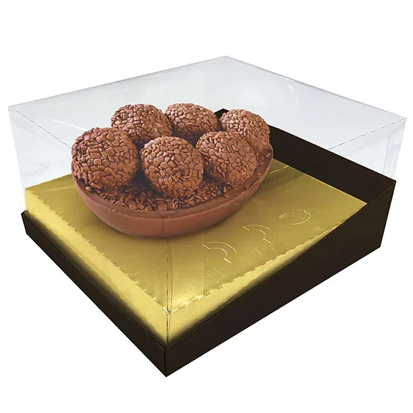 Caixa para Ovo de Páscoa 150g a 350g Elegance 19x17x10cm - Dourado e Marrom – 1 Unidade