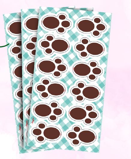 Adesivo Grande Patinhas de Coelho Páscoa – 3 Cartelas com 12 Patinhas Cada