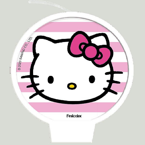 Vela Plana Adesivada Hello Kitty 8,5cm