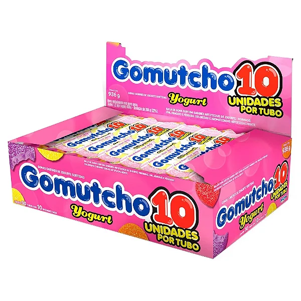 Bala de Goma Tubo Gomutcho Yogurt – 936g – Caixa com 30 Tubos