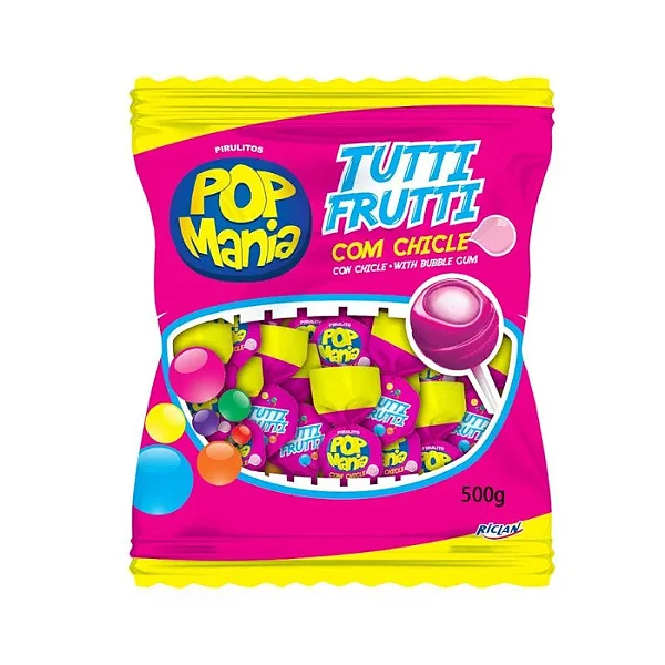 Pirulito Pop Mania Tutti Frutti Riclan 500g