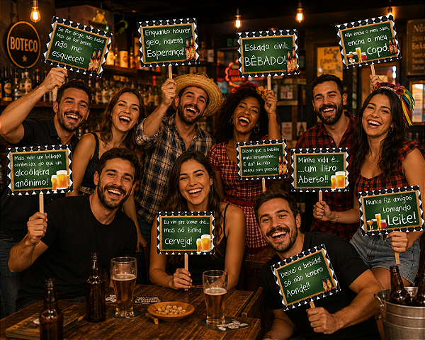 Placas Divertidas Boteco para Chá Bar – 10 Unidades 14x18cm